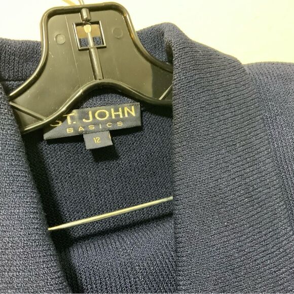 St. John Basics  3Pc Santana Knit Jacket &pants , tank  Suit Navy Size 12 H2 - Picture 4 of 10